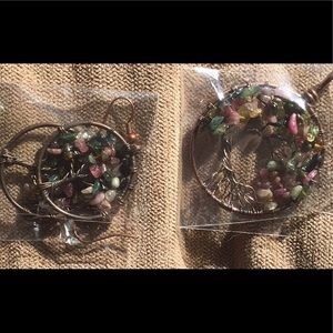 Tourmaline Chakra Earrings and Necklace Set NEW